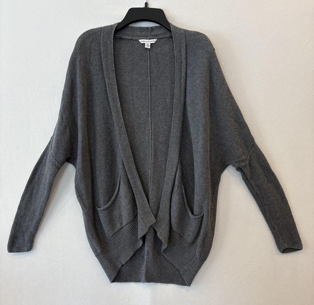 American Eagle Outfitters Cardigan Sweater Womens XS/S Gray Open Dolman Pockets